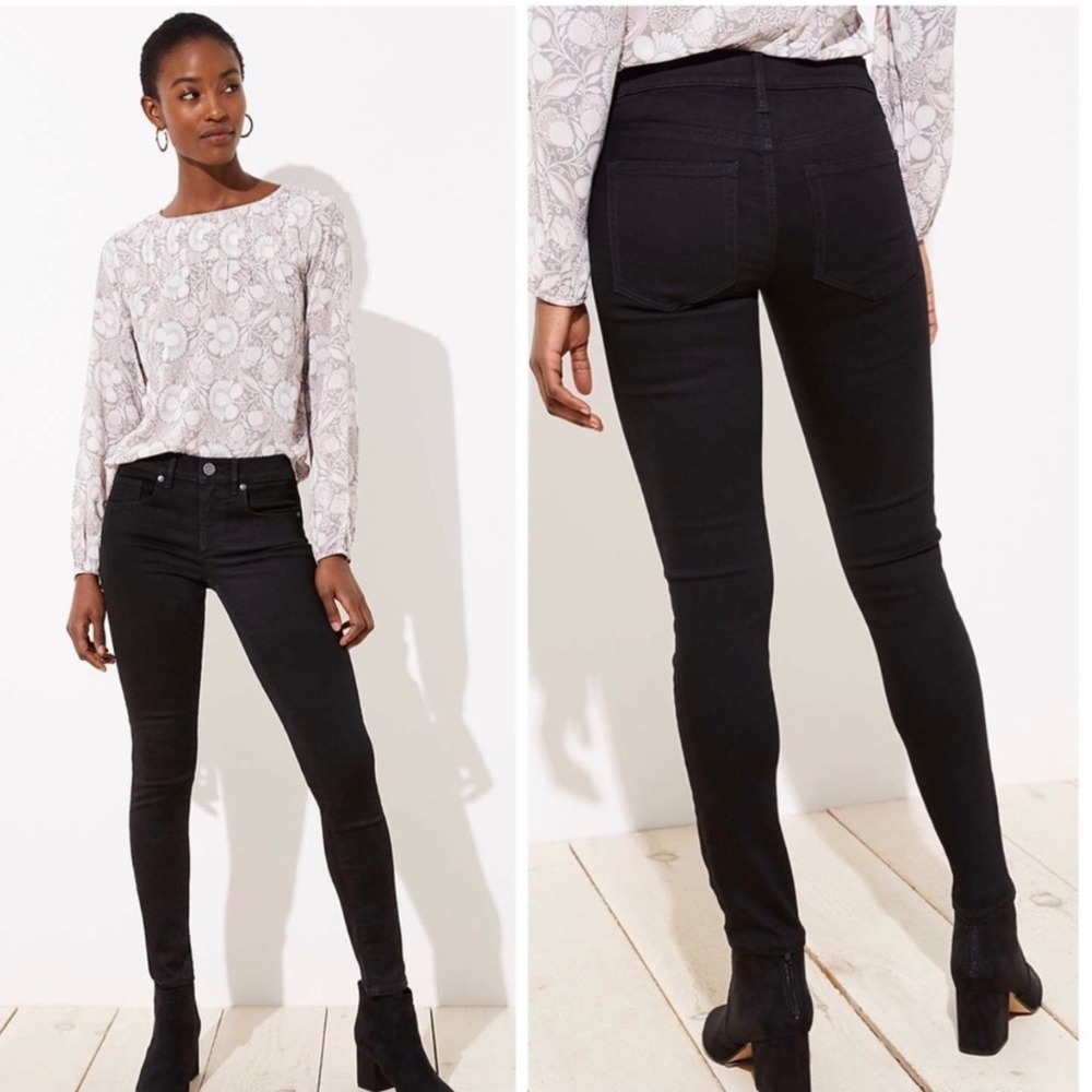 LOFT Black Skinny‎ Jeans Women Size 8 Mid Rise Denim Jeans Modern Minimalist